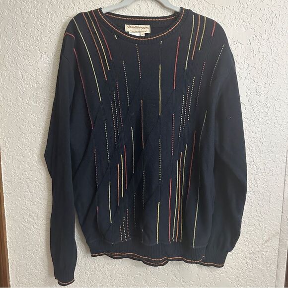 Norm Thompson Vintage Black‎ 100% Cotton Sweater Medium - Picture 3 of 6